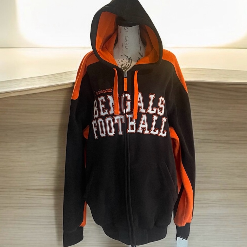 NWT NFL CINCINNATI BENGALS FOOTBALL Full Zip Hoodie Size XXL